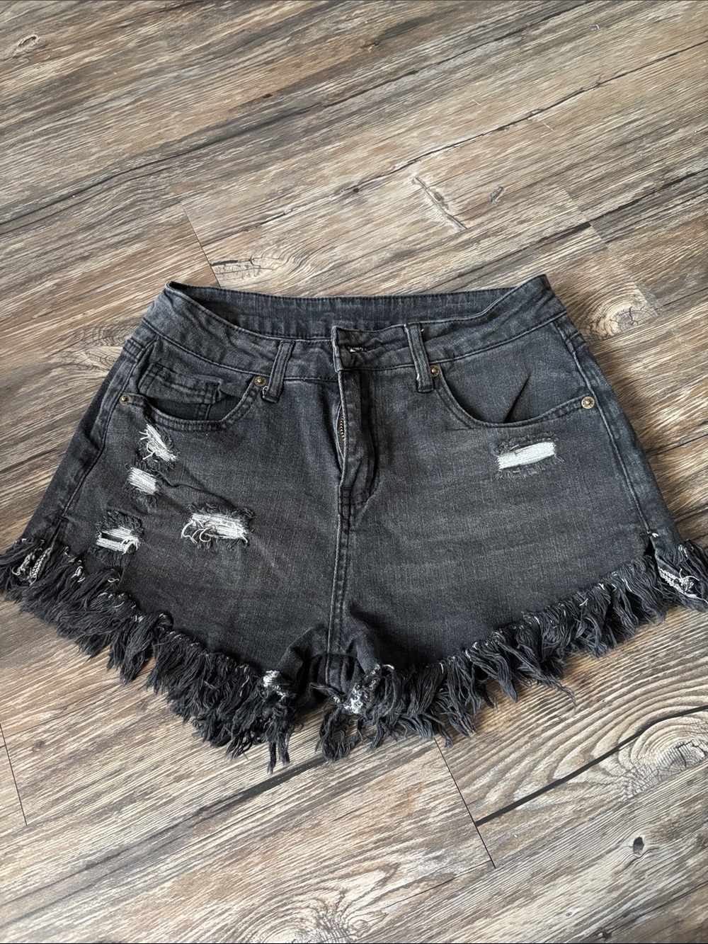 Amazon Black Distressed Fringe Denim Jean Shorts